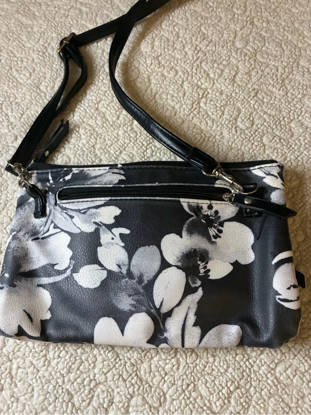 Nicole by Nicole Miller Black and White Floral Crossbody